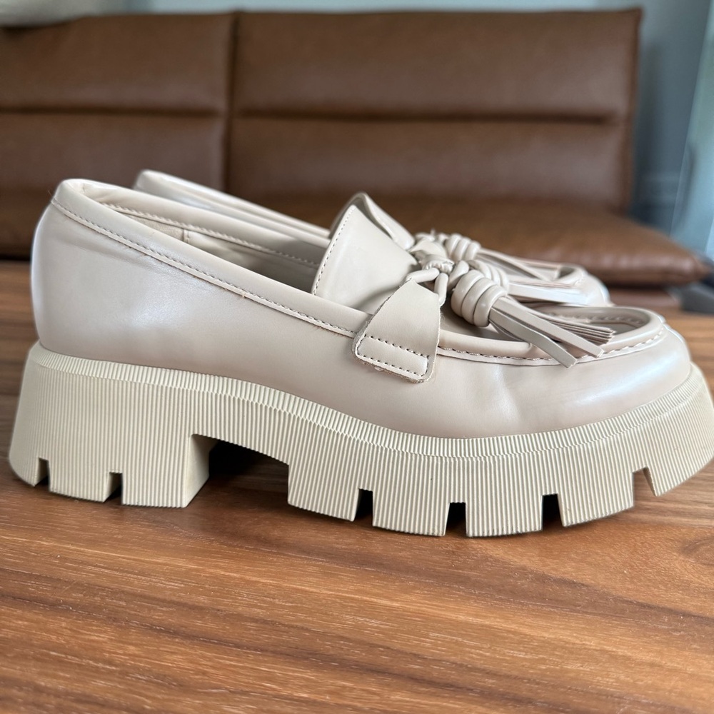 Zara Cream Chunky Platform Loafers